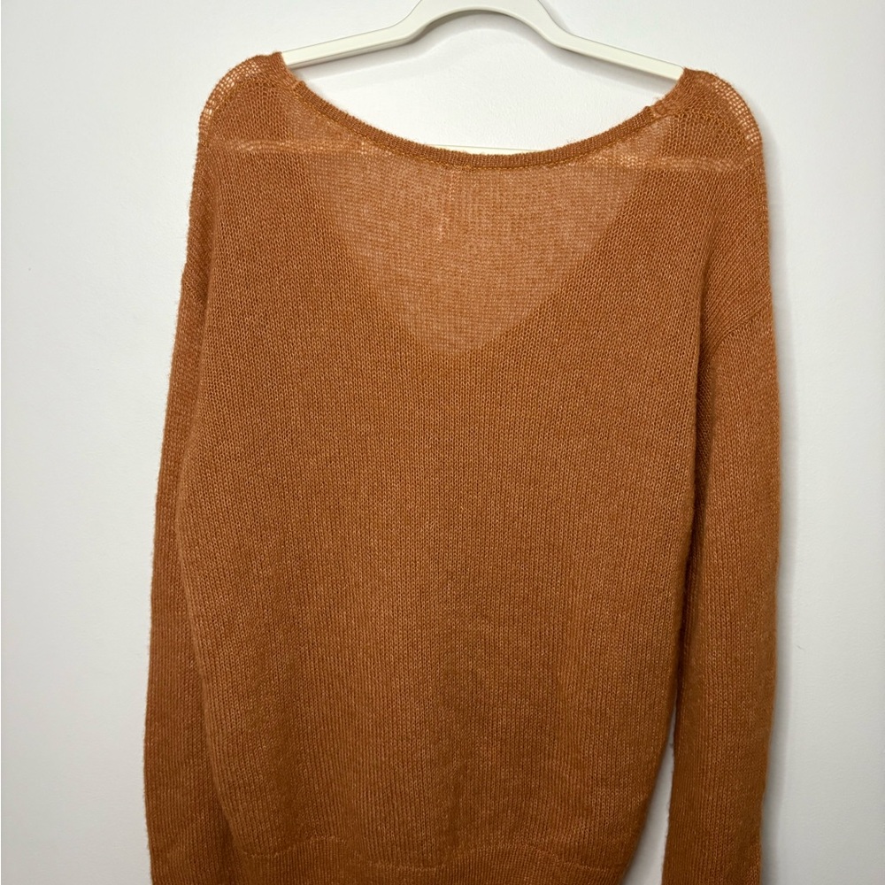 Free People Orange V-Neck Sweater Relaxed Fit - Picture 2 of 3